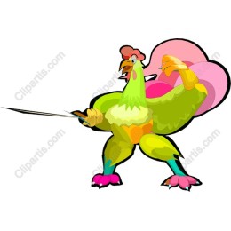 Vibrant Rooster with Sword