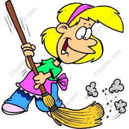 Cheerful Girl Sweeping