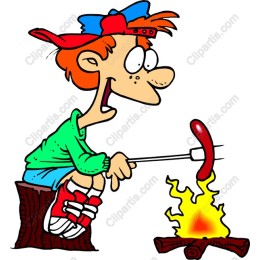 Campfire Adventure - Boy Roasting Sausage