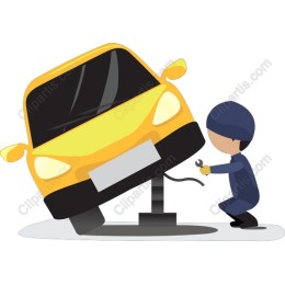 Mechanic at Work Yellow Car