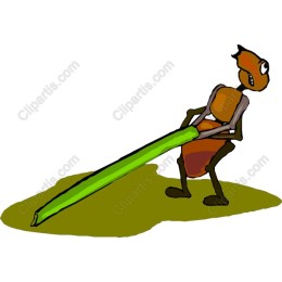 Charming Cartoon Ant with Green Object