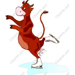 Whimsical Ice Skating Cow