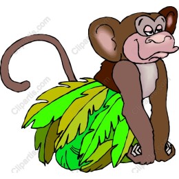 Playful Monkey in Grass Skirt