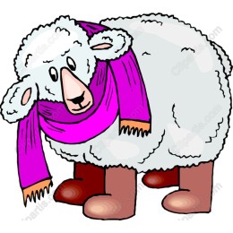Cute Sheep with Purple Scarf