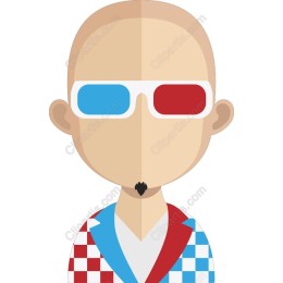 Stylish Bald Character with 3D Glasses