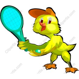 Playful Cartoon Bird Tennis