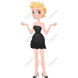 Chic Blonde in Black Dress