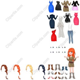 Chic Fashion Bundle: Stylish Girl with Outfits and Accessories
