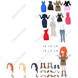 Trendy Fashion Character with Outfits and Accessories