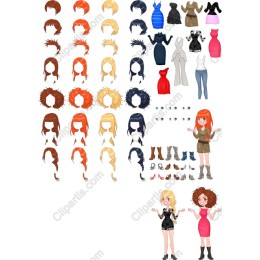 Chic Character Collection: Outfits & Hairstyles Set