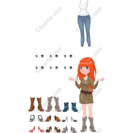Customizable Fashion Character with Outfits and Accessories