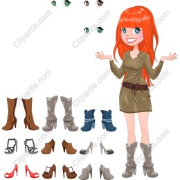 Fashion Girl with Assorted Footwear