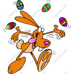 Playful Easter Bunny Juggling Eggs