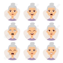 Emotional Elderly Woman Set