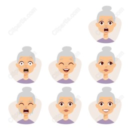 Elderly Woman Emotion Set - Expressive and
