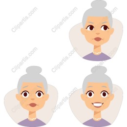 Charming Elderly Woman Expressions Set