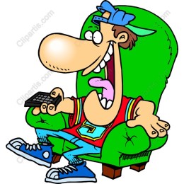 Cheerful Cartoon Character in Armchair