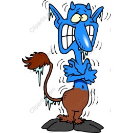 Shivering Blue Cartoon Creature