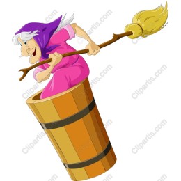 Playful Witch in Barrel