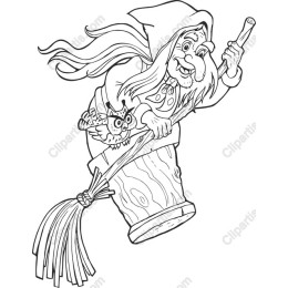 Whimsical Witch on a Broomstick