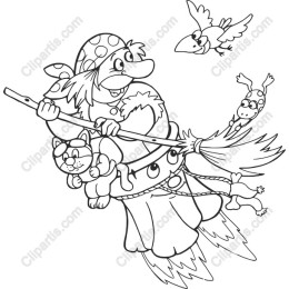 Whimsical Witch in Flight