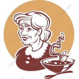 Charming Grandmother with Soup Bowl