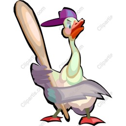 Cartoon Goose with Baseball Bat