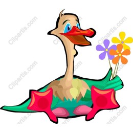 Cheerful Duck with Flowers