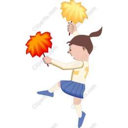 Cheerful Young Cheerleader with Leaf Pom-Poms