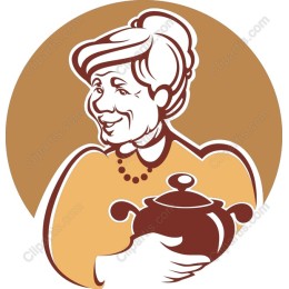 Elderly Woman with Pot Vintage