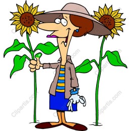 Cheerful Gardener with Sunflowers