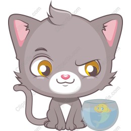 Adorable Cat with Fishbowl