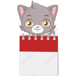 Cute Kitten Peeking Over Calendar