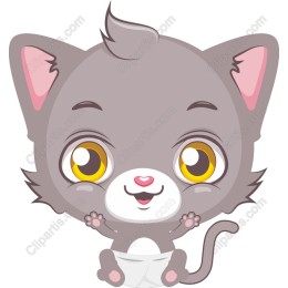 Cute Gray Kitten Clipart