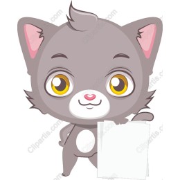 Cute Gray Kitten Character