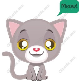 Adorable Cartoon Cat with Speech Bubble - Meow!