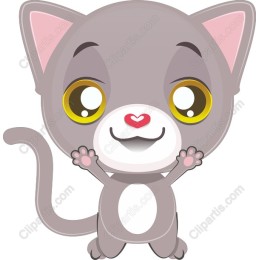 Cute Cartoon Gray Kitten