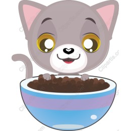 Cute Cat with Bowl of Food