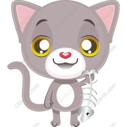 Cute Gray Kitten with Fishbone