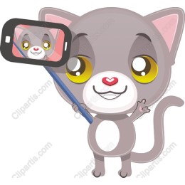 Cute Cartoon Cat Selfie