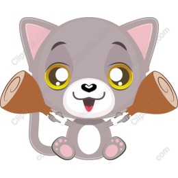 Adorable Gray Cat with Drumsticks