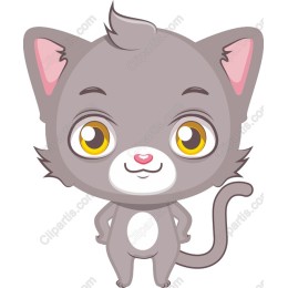 Cute Gray Cartoon Cat
