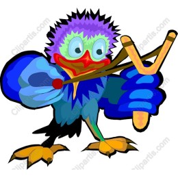 Whimsical Bird with Slingshot