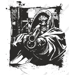 Hooded Figure with Gun