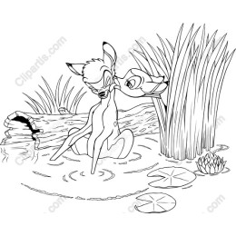 Whimsical Fawn and Bird