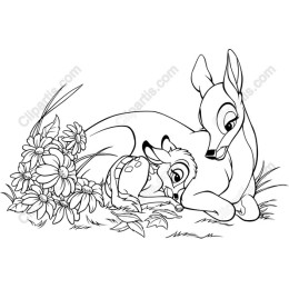 Whimsical Mother Deer and Fawn