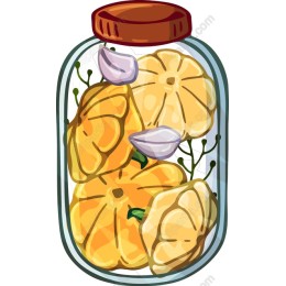 Golden Squash in Jar - Hand-Drawn