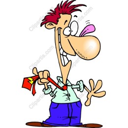 Cheerful Cartoon Character with Flag