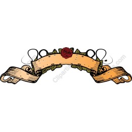 Vintage Ribbon Banner with Rose