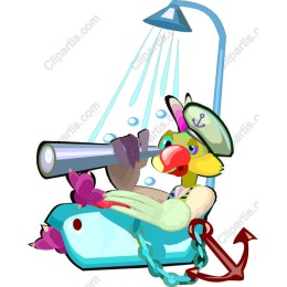 Whimsical Parrot in Bathtub